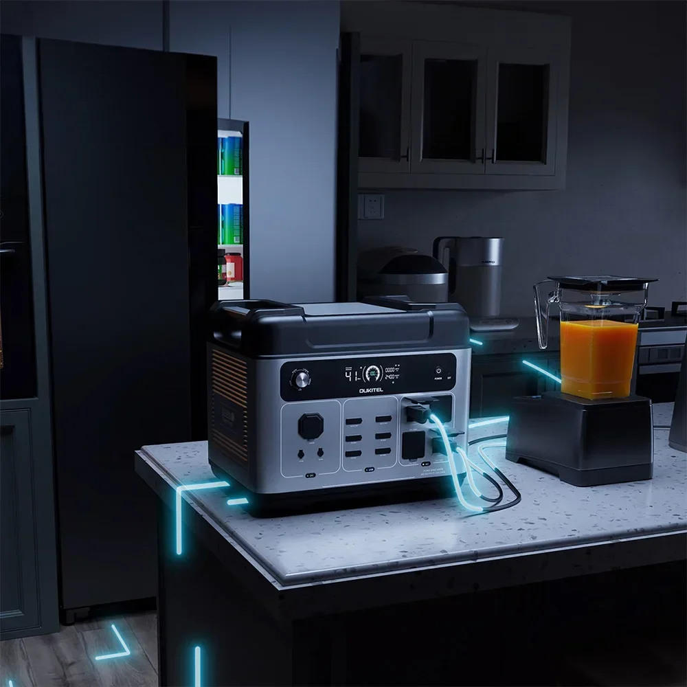 OUKITEL P2001E PLUS محطة طاقة محمولة 2400 واط مولد طاقة شمسية 2048Wh Lifepo4 بطارية احتياطية منزلية للتخييم في الهواء الطلق طاقة متنقلة