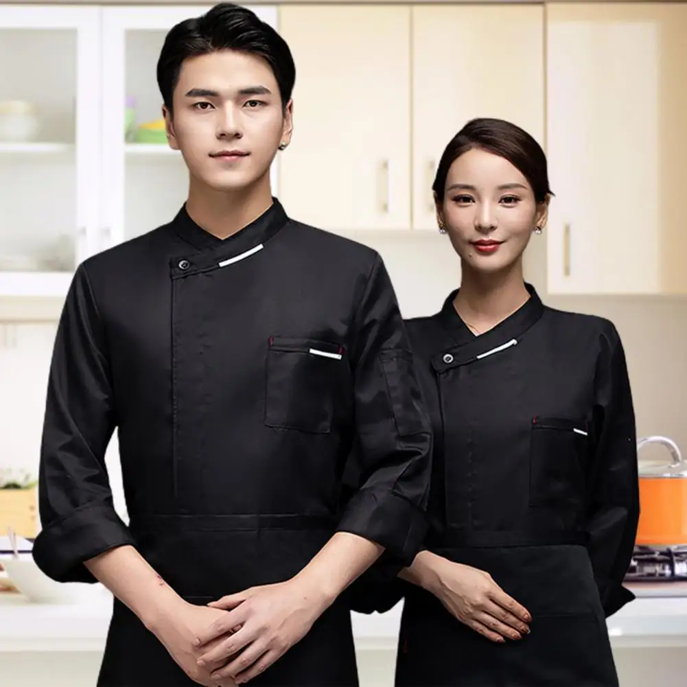 Trendy Chef Clothes High Temperature Resistant Chef Uniform Single Breasted Unisex Kitchen Pastry Clothes  Stain Proof