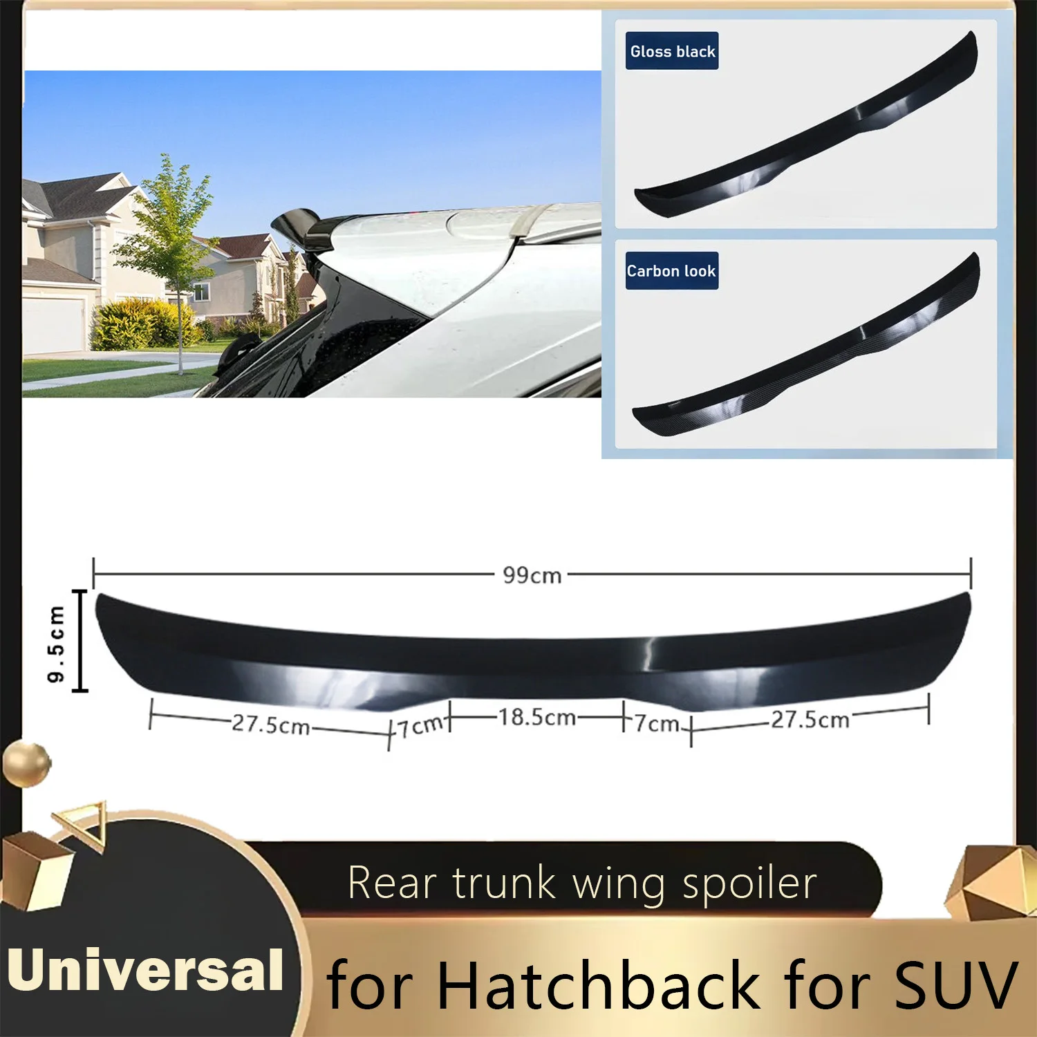 

Universal Rear Trunk Roof Lip Spoiler Wing Decoration for Hatchback SUV Spoiler Tai Fin Modified Top Lid Wing Body Kits Tuning