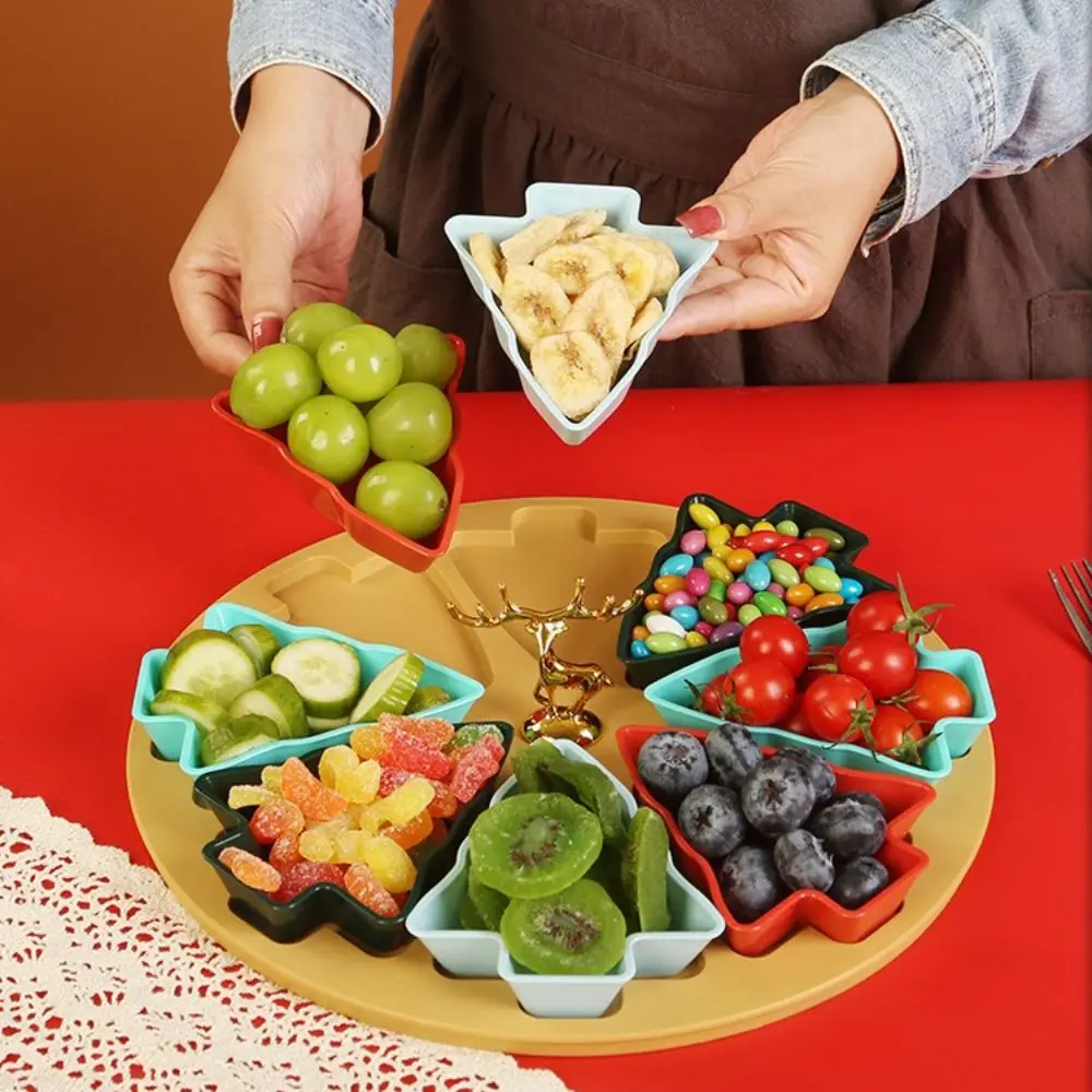 Candy PP Christmas Tree Tray Creative 5/8 Grid Multi-grid Snack Platter Divided Compartments Candy Plate Breakfast Serving