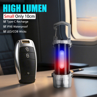 High Power COB LED Keychain Light Portable Rechargeable Hanging Flashlight for Outdoor Camping Waterproof Lantern Pocket Lamp