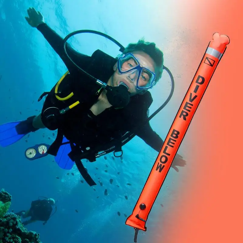 Scuba Diving Marker Buoy Portable Scuba Safety Sausage High Visibility Scuba Signal Flag Tube With Reflective Strip Scuba Diving