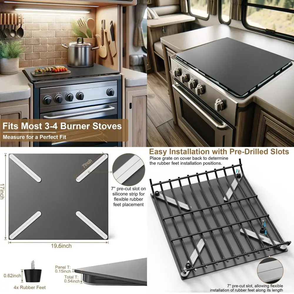 

Алюминиевая верхняя крышка для плиты на колесах и доска газовой горелки — двойная нескользящая конструкция, необходимый кухонный аксессуар для кемпера для оптимизации места