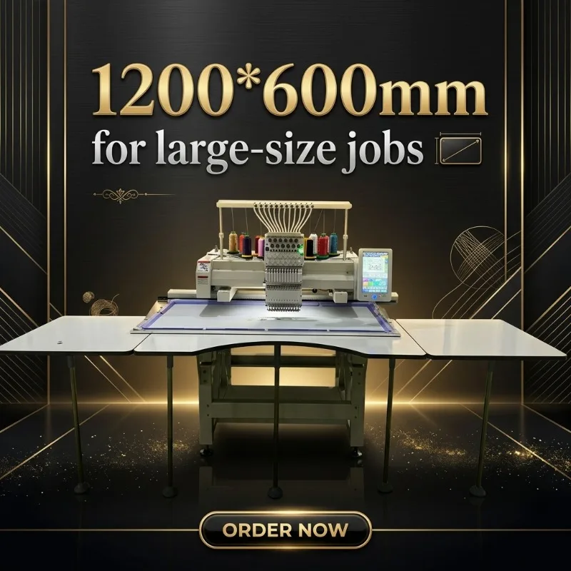 Customized Doorstep High Performance 1200*600 Single One Head Abaya Hat Embroidery Machine Computerized 12 Needle For Large Clot