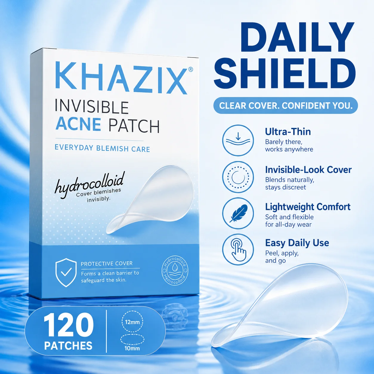 KHAZIX 80/200/400PCS Hydrocolloid Pimple Patches, Invisible Blemish Covers, Ultra-Thin Breathable Waterproof Face Stickers view 4