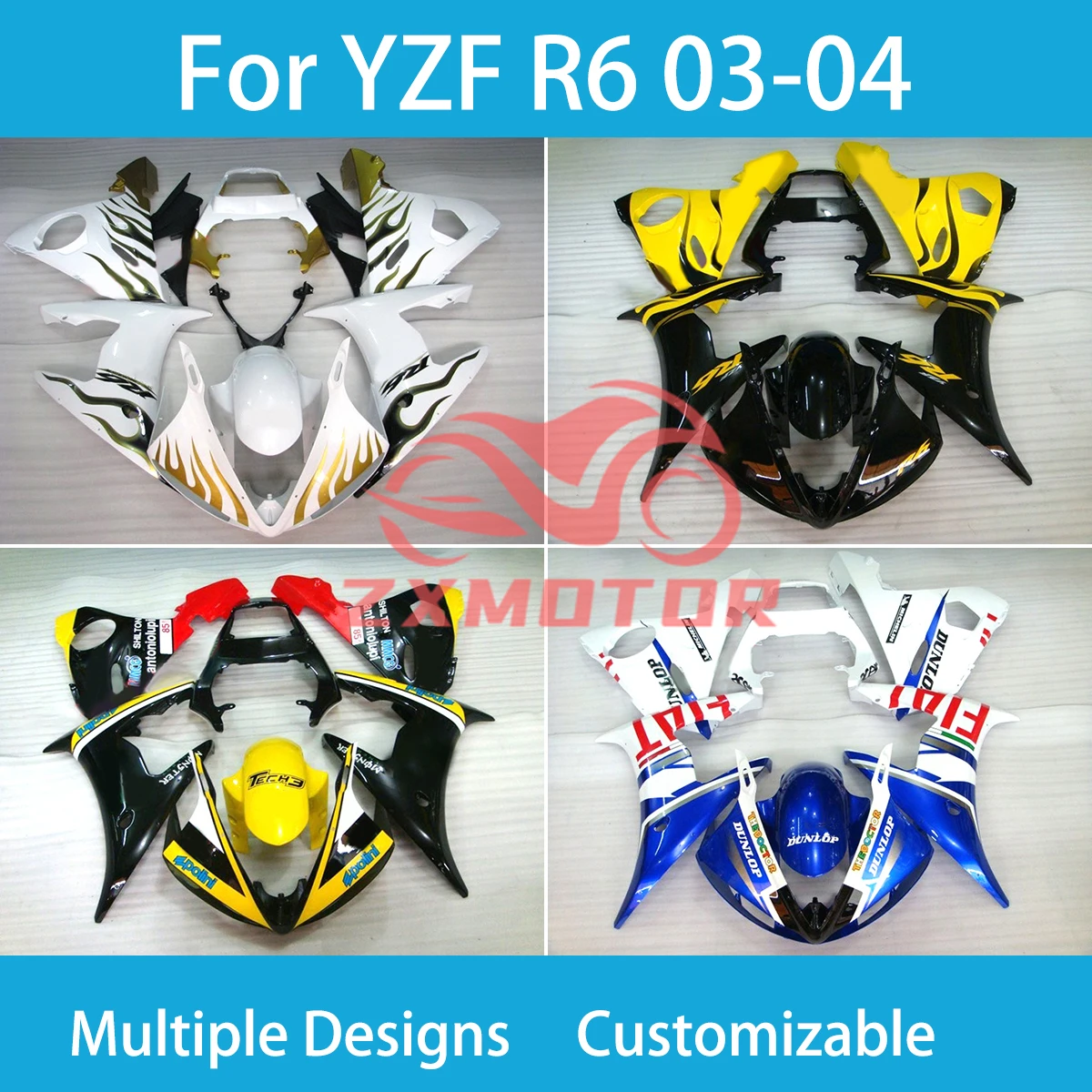 ABS Fairings for Yamaha YZF R6 2003 2004 2005 Refitting Motorcycle Customized Shell Body Parts Fairing Kit YZF-R6 03 04 05