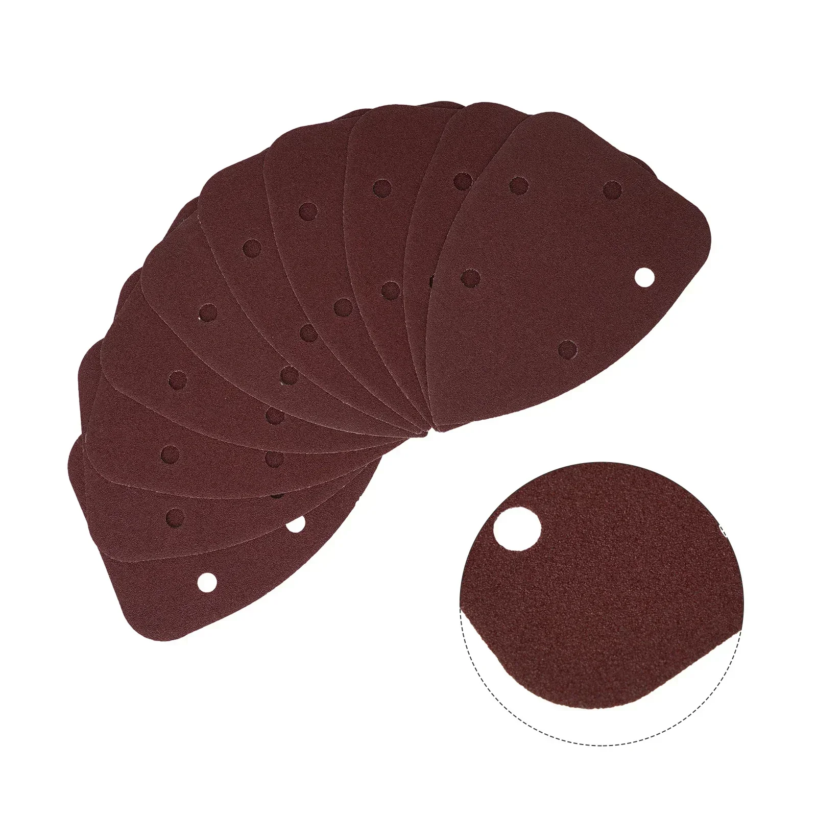 10pcs 5 HolesTriangular Sandpaper Sander Sand Paper Hook And Loop Alumina Sandpaper Disc Sanding Pad Abrasive Tool 40-600grit