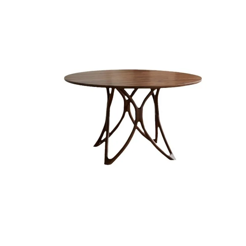 

All solid wood round dining table special-shaped legs round table Modern simple small apartment restaurant dining table