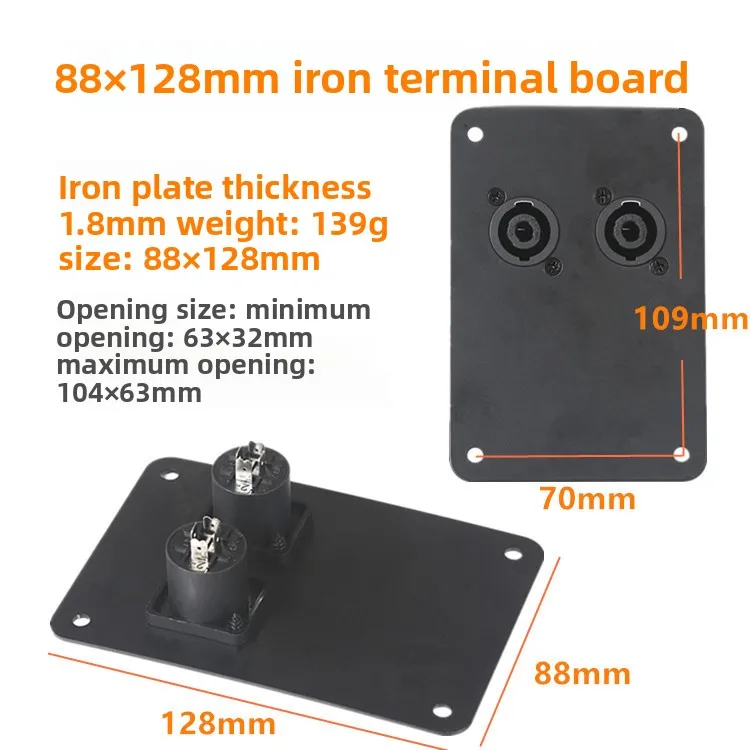 2 stuks aluminium audio-aansluitplaat, dubbele 4-pins XLR-aansluiting, bevestigingsplaat voor luidspreker.