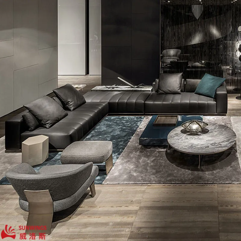 

Modern Wood U L Shape Living Room Sofas Leather Fabric Sectional Sofa Home Furniture Bedroom Furniture European Style Divano