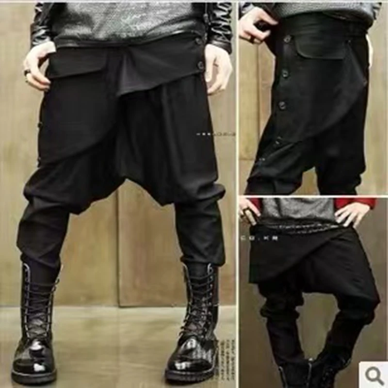 Large Size Men's Casual Non Mainstream Korean Personality Tide Men Harlan Pant Fashion Show Hairstylist Singer Dance Stage Wear