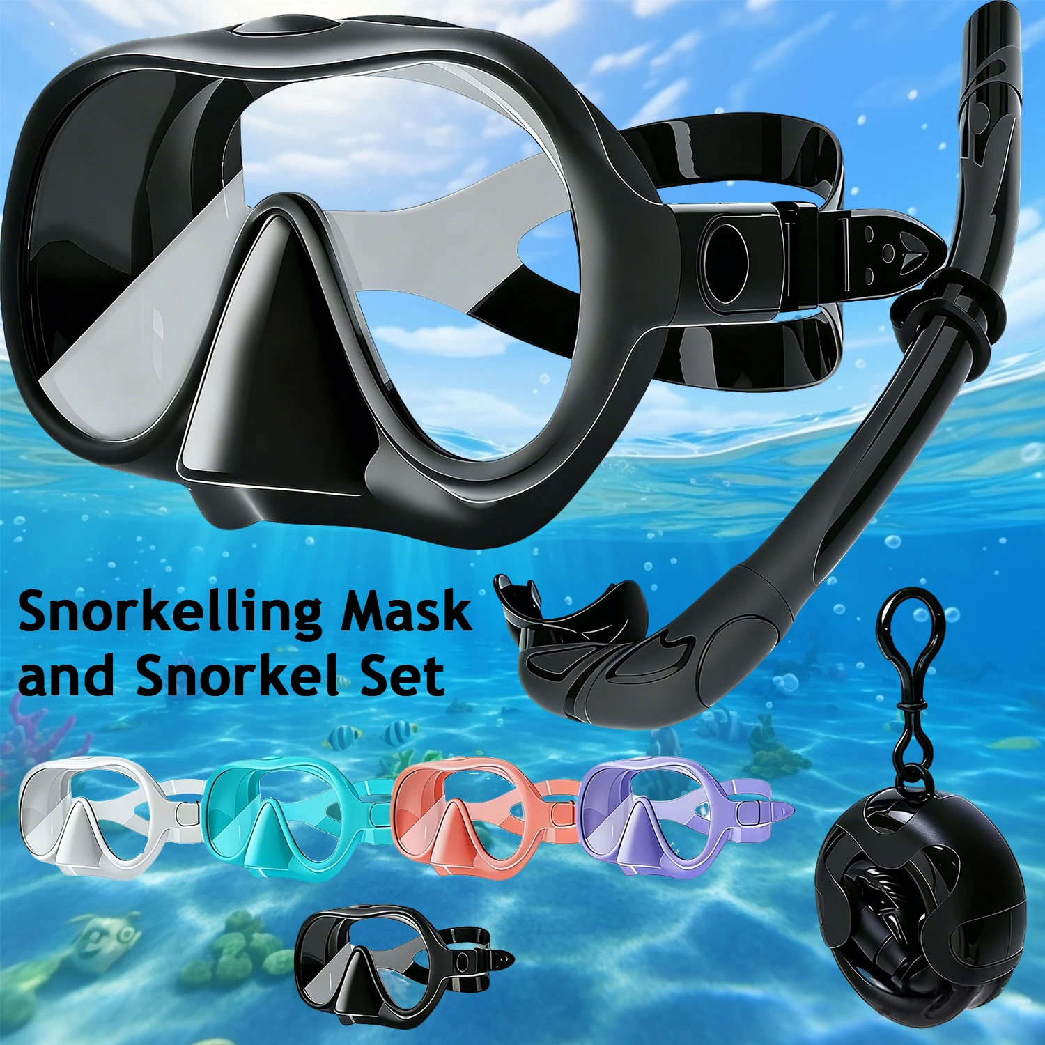 

Очки для плавания на открытом воздухе, большая оправа, водонепроницаемый комплект для трубки, силиконовый для комфорта, долговечность, фэнтезийные цвета, дайвинг, водные виды спорта