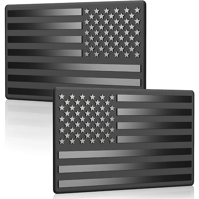 2pcs Small Matte Black American Flag Sticker Decal for Car 3D US American Flag Emblem Decals for Trucks for Truck Car Motorcycle