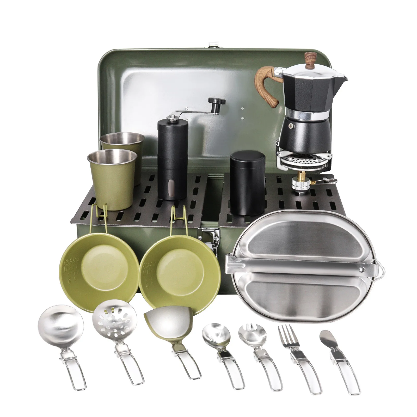 

Набор кофейников для ручного заваривания для кемпинга, оптовая продажа, кофейная посуда из нержавеющей стали, портативное дорожное оборудование, кофейный набор для ручного заваривания