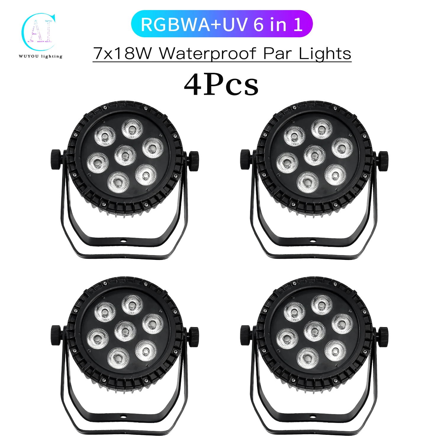 4Pcs/Lots 7X12W RGBW/7x18W RGBWA+UV 6 in 1 LED Par Light Waterproof Stage Light DMX Control DJ Disco Equipment Outdoor Show