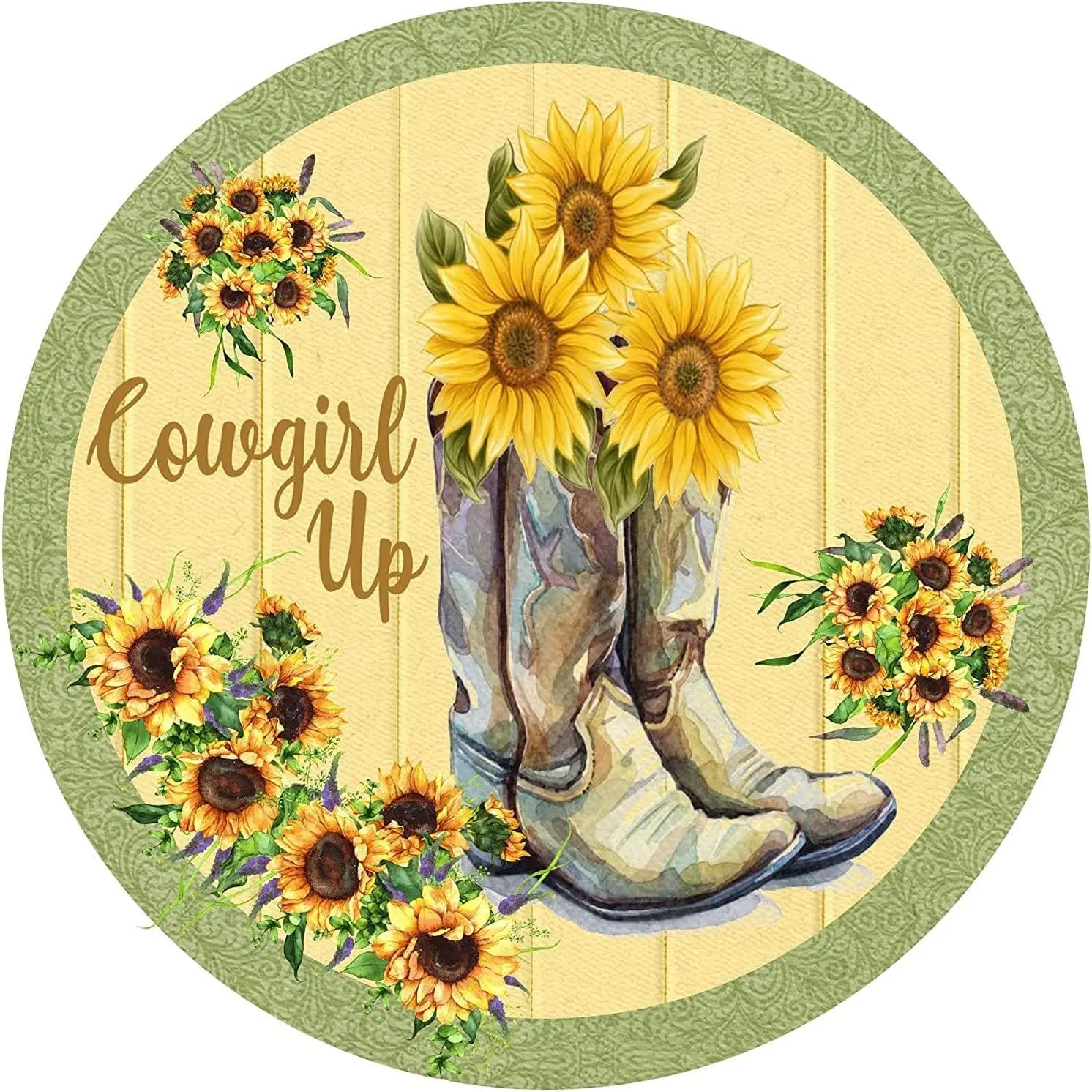 

Cowgirl up винтажный круглый металлический жестяной знак, Ностальгический металлический знак, домашний декор для культа, бара, сада, кухни, ресторана, гаража 12x12 дюймов