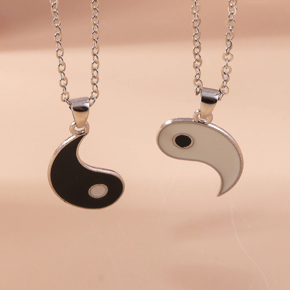 Aihua Heißer Verkauf Emaille Yin Yang Tai Chi Halskette für Frauen Männer Geburtstag Geschenk BFF Beste Freunde Paar Passenden Anhänger Halskette – Detail 10