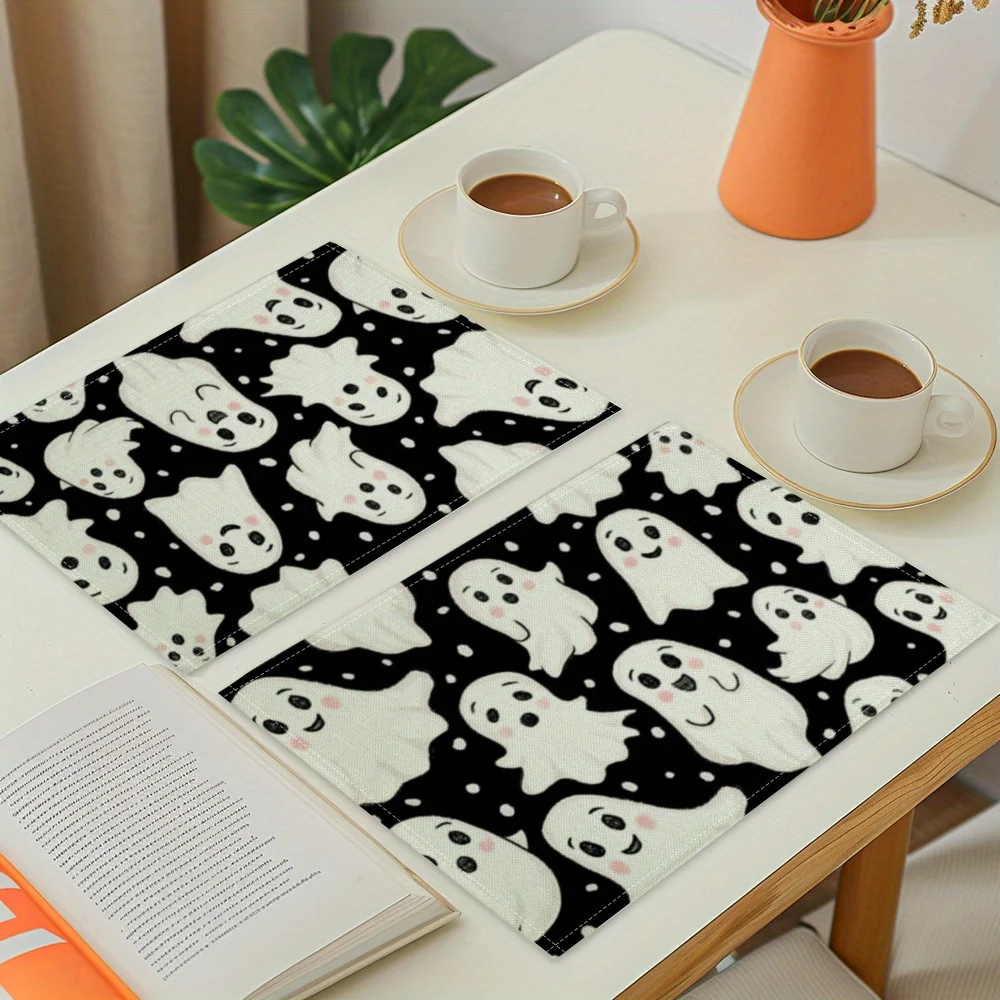 VIKAMA Halloween Spooky Placemats Black Waterproof Theme Party Cafe Spooky Kitchen Restaurant Decoration