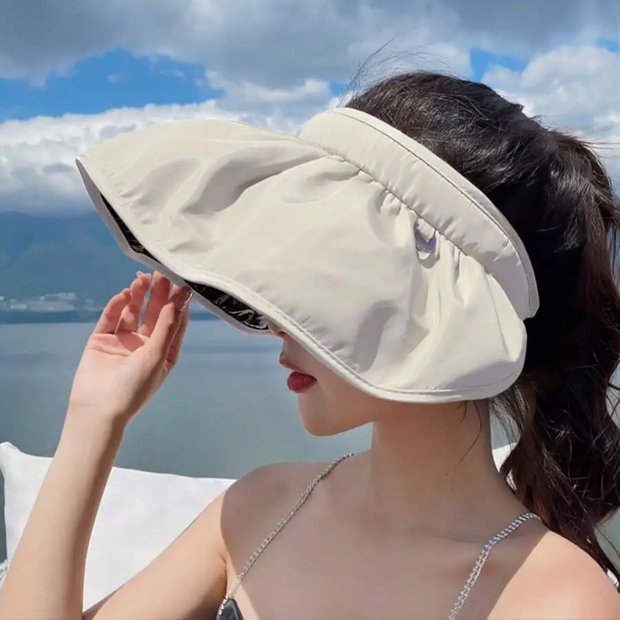 

Foldable Sun Hat With Face Shield Large Brim Women Summer Beach Outdoor Cycling Hat