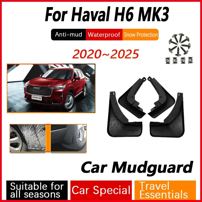 

Car Wheel Fenders Fit For Haval H6 HEV MK3 2021 2022 2023 2024 2025 Anti-splash Mudguards Splash Guard Mudflaps Auto Accessories