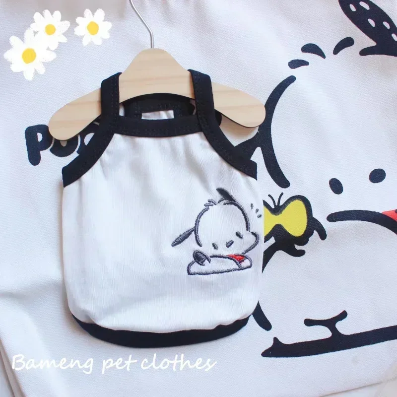 New Kawaii Sanrio Pochacco Pet Vest Girl Heart Summer Thin Breathable Cute Dog Clothes Teddy Bichon Small Dog Camisole Gifts