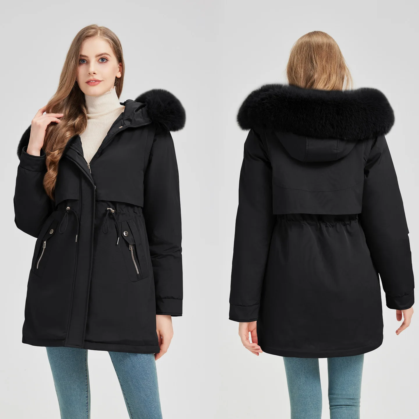 Women's Mid-Length Detachable Sleeve Cotton Jacket Fashionable Cotton Overcoat Winter Fleece 2025 New Style