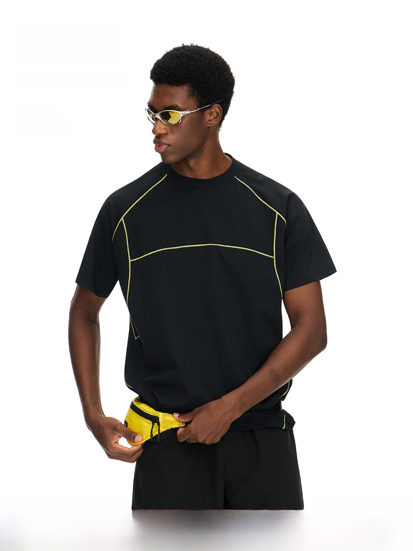 

ARTANNIE Quick Dry Sporty Short Sleeve Men's T-Shirt Summer New Style Hассu Line Color Block Design Couple Matching Casual Wear