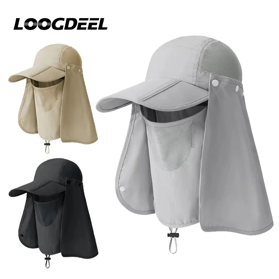 

LOOGDEEL Спортивная шляпа для рыбалки и активного отдыха на открытом воздухе, дышащая, впитывающая пот, водонепроницаемая, многофункциональная защита от солнца для мужчин и женщин