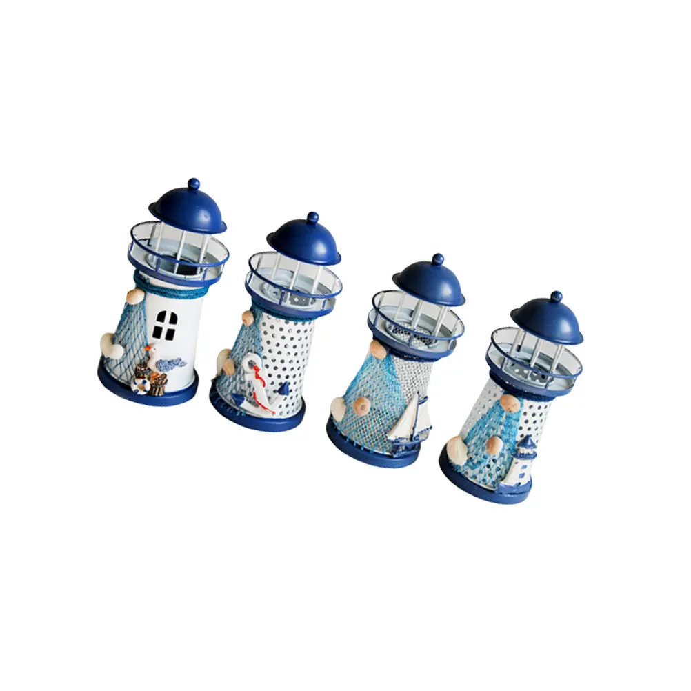 

4pcs Candlestick Iron Decor Mediterranean Style Desk Home Table Mini Night Light Gift Ornament