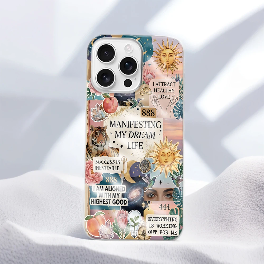 Numerology 888 444 Sun Moon Print Y2K Phone Case Cool Girl For iPhone 18 17 16 15 14 13 12 11 Pro Max Plus Air Soft TPU Case