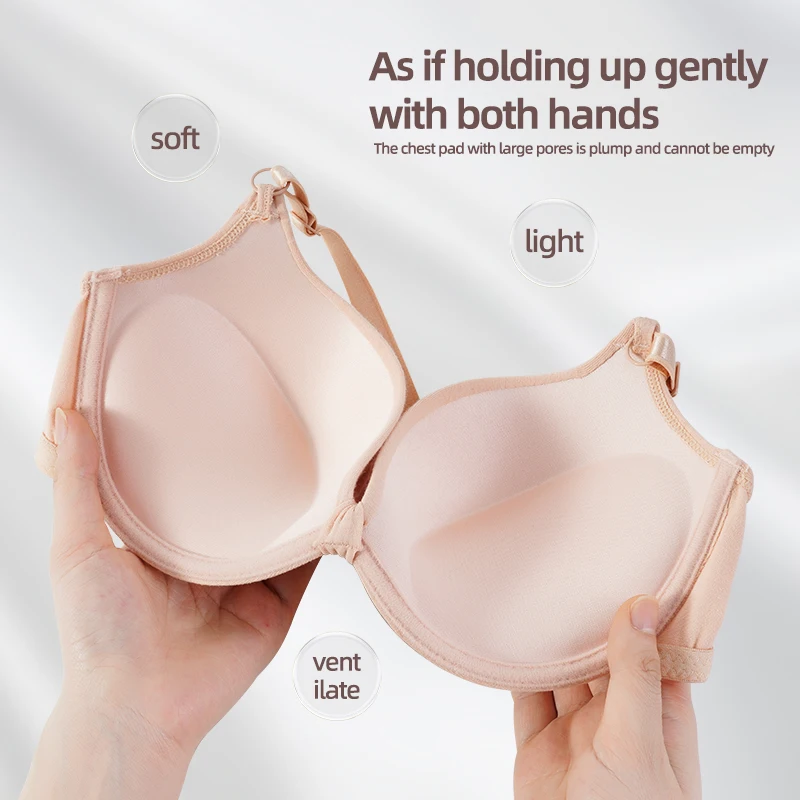 Sexy Women Cotton Gathered Bra Deep V Underwire Ladied Brassiere Push Up Lingerie Solid Bras Backless Intimate Underwear