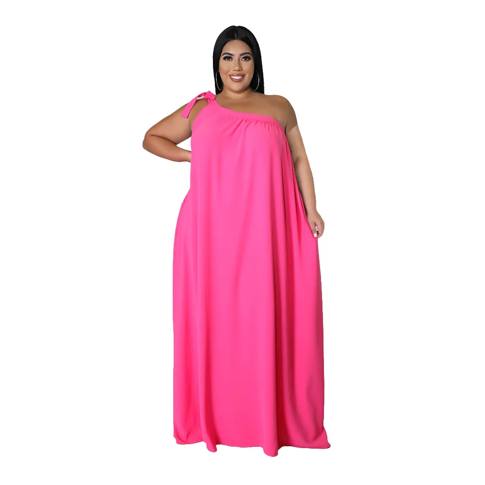 Imagem -02 - Vestido de Verão Tamanho Grande Feminino Sólido Solto sem Mangas Fora do Ombro Sexy Bandagem Maxi Vestidos Longos Atacado Dropshipping 2023