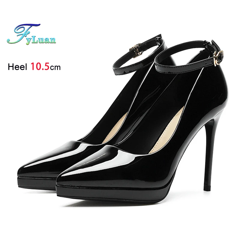 

Повседневные офисные туфли-лодочки на высоком каблуке с ремешком на шпильке 10,5 см, новинка 2025, модная осенняя обувь, женские туфли на платформе с острым носком