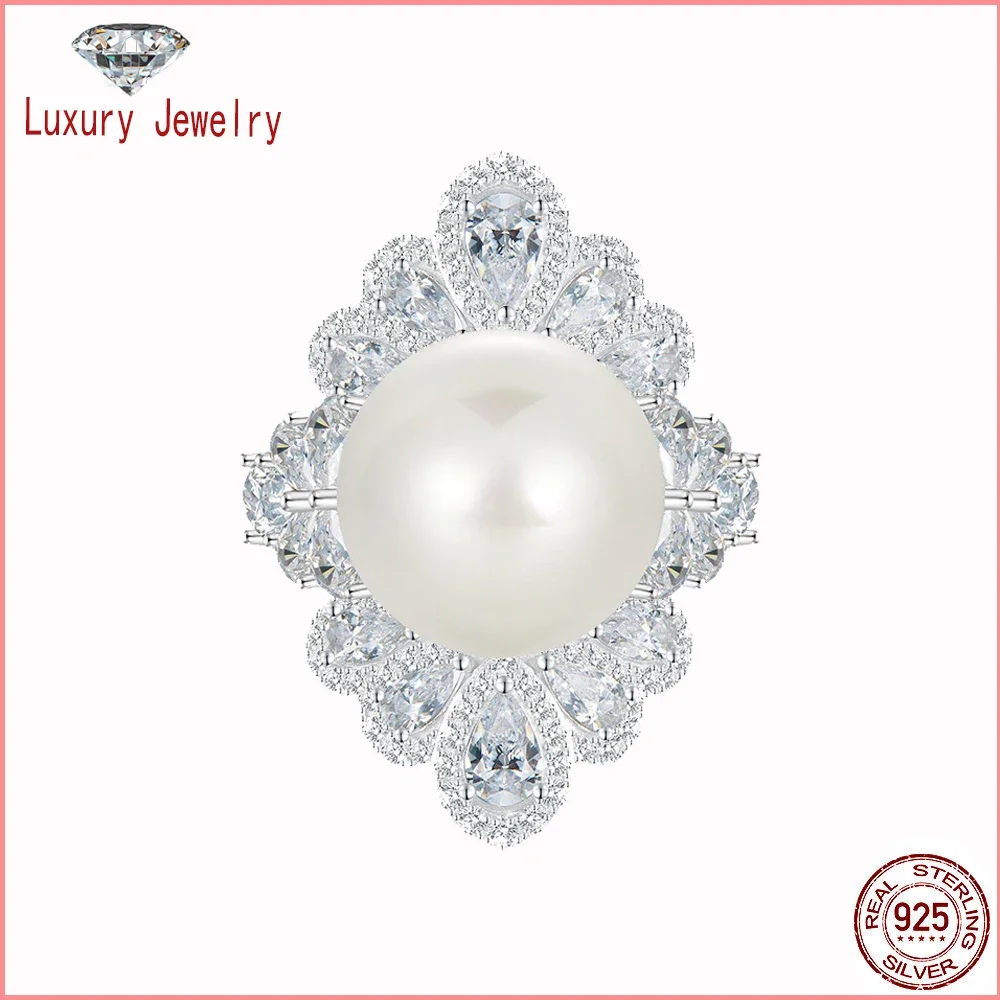 

Luxury Jewelry Real S925 Sterling Silver 16mm Naturally Pearl Fine Jewelry Wedding Party Fine Jewelry Gifts