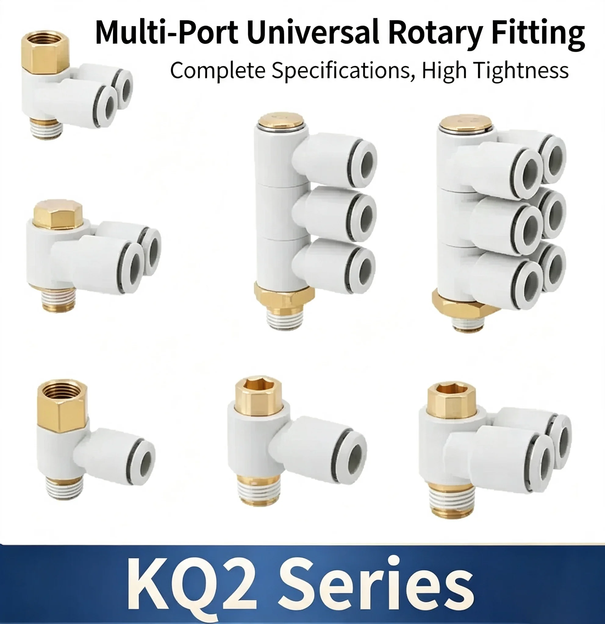10pcs One to Two Four Six KQ2VD KQ2ZT KQ2ZD06 01 Universal Twin Tube Rotary Quick Connect Pneumatic Adapter