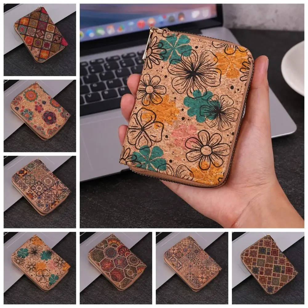 Large Capacity Wood Grain Wallet Classic Handbag Bohemian Short Purse Multi-functional Note Compartment Retro Card Bag Women