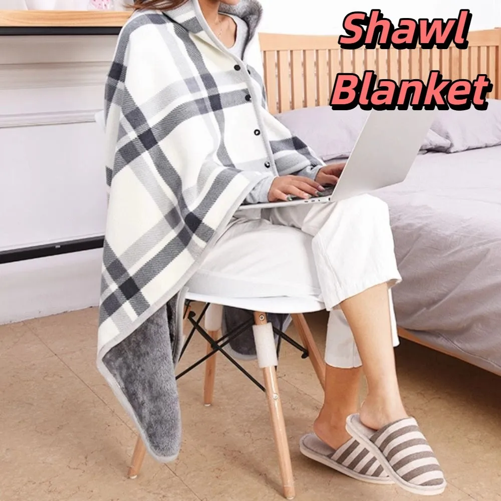 

Throw Blankets Plaid Blanket Wearable Blanket Thicken Warm Home Shawl Soft Polyester Flannel Blanket Office