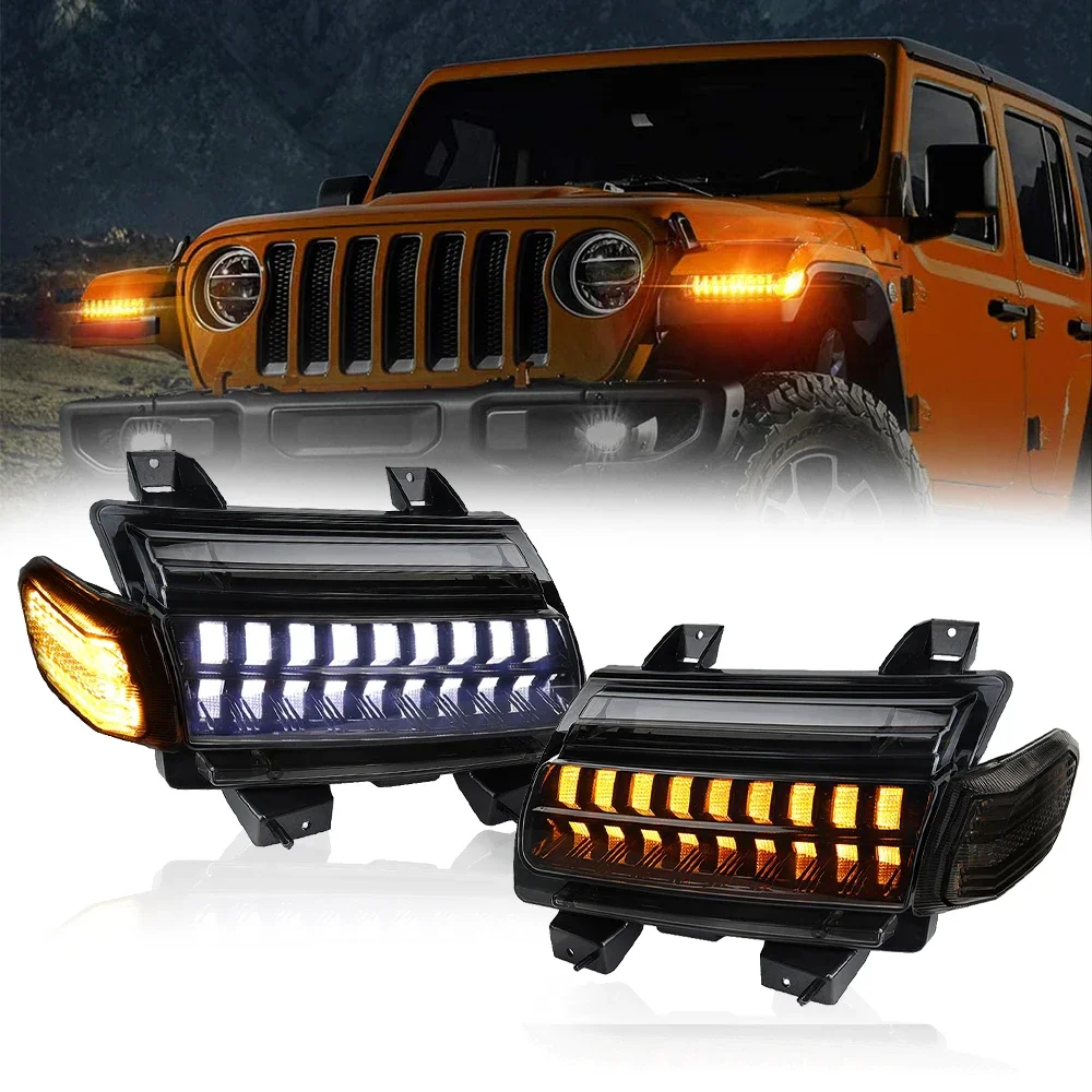 Car LED Fender Light Turn Signal Light With Flash For Jeep Jl 2018 Daytime Running Lamp Kit for Jeep Wrangler JL 2018-2021