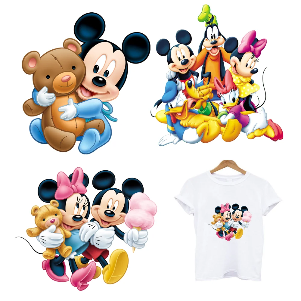 2Pcs/Lot Mickey Disney Iron On Thermoadhesive Patches For Children's Clothing Kids Heat Thermal Transfer Ironing Application DIY