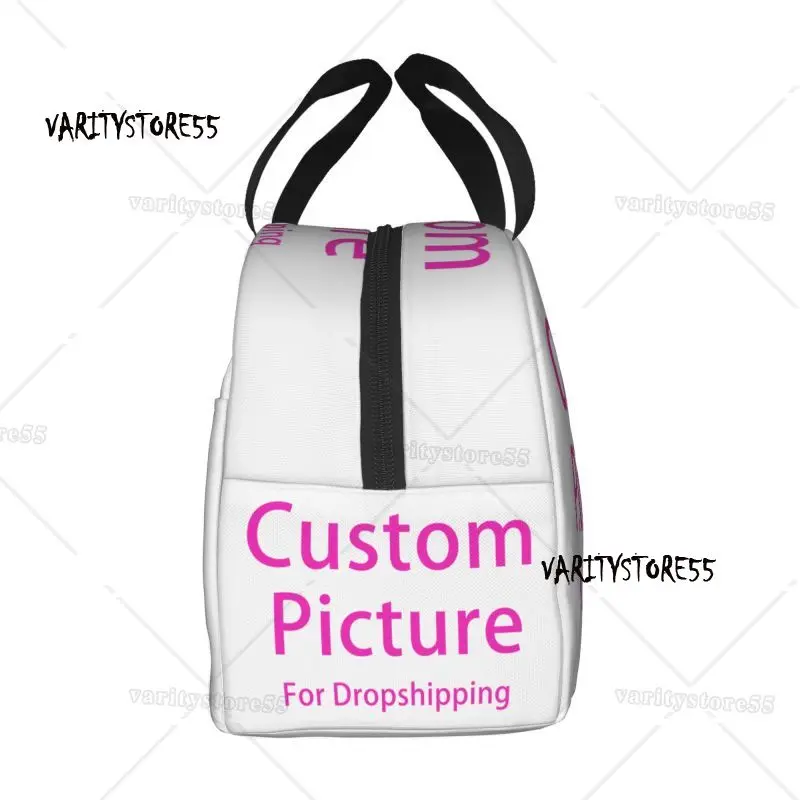 Custom Photo Logo Lunch Box Waterproof Customized DIY Print Cooler Thermal Food Insulated Lunch Bag Portable Picnic Tote Bags