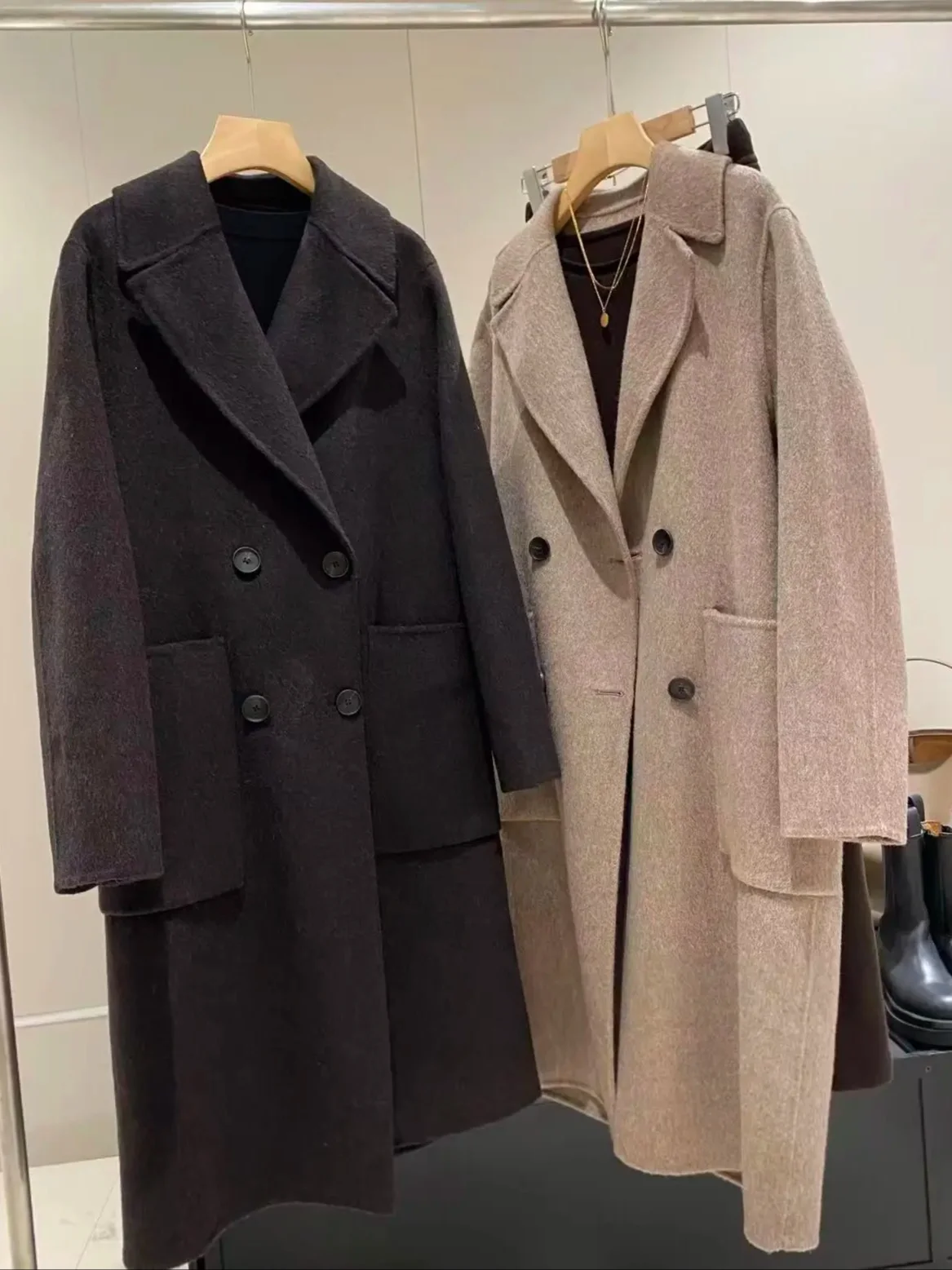 Manteau en laine ample à double boutonnage pour femme, nouveau style Original de haute qualité, 2026, avec mélange de 53 laine