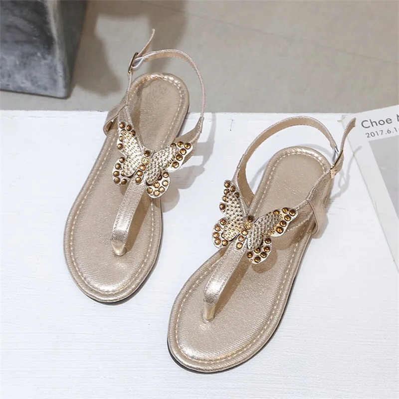 

Summer dress with flat bottomed beach Fashionable Women's Butterfly Crystal Waterproof Sandals Beach Shoes slippers women