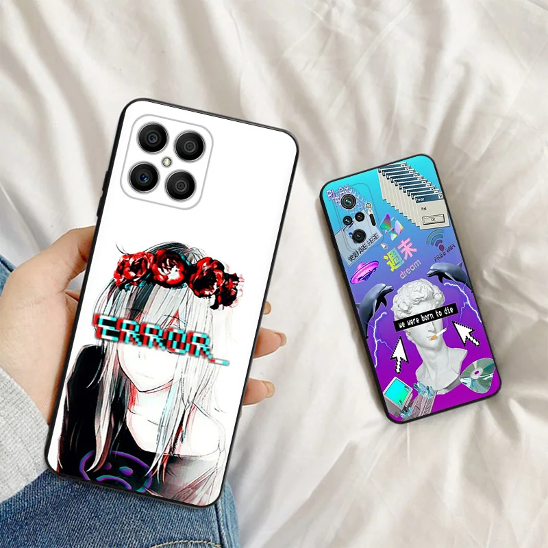 Soft Anti-Drop Phone Case For Honor X7b X6 70 90 X8 b X9A X9B Magic5 Pro LEWD Vaporwave Girl Anime Pixel 8A 7A 6A 6 7 8 Cover