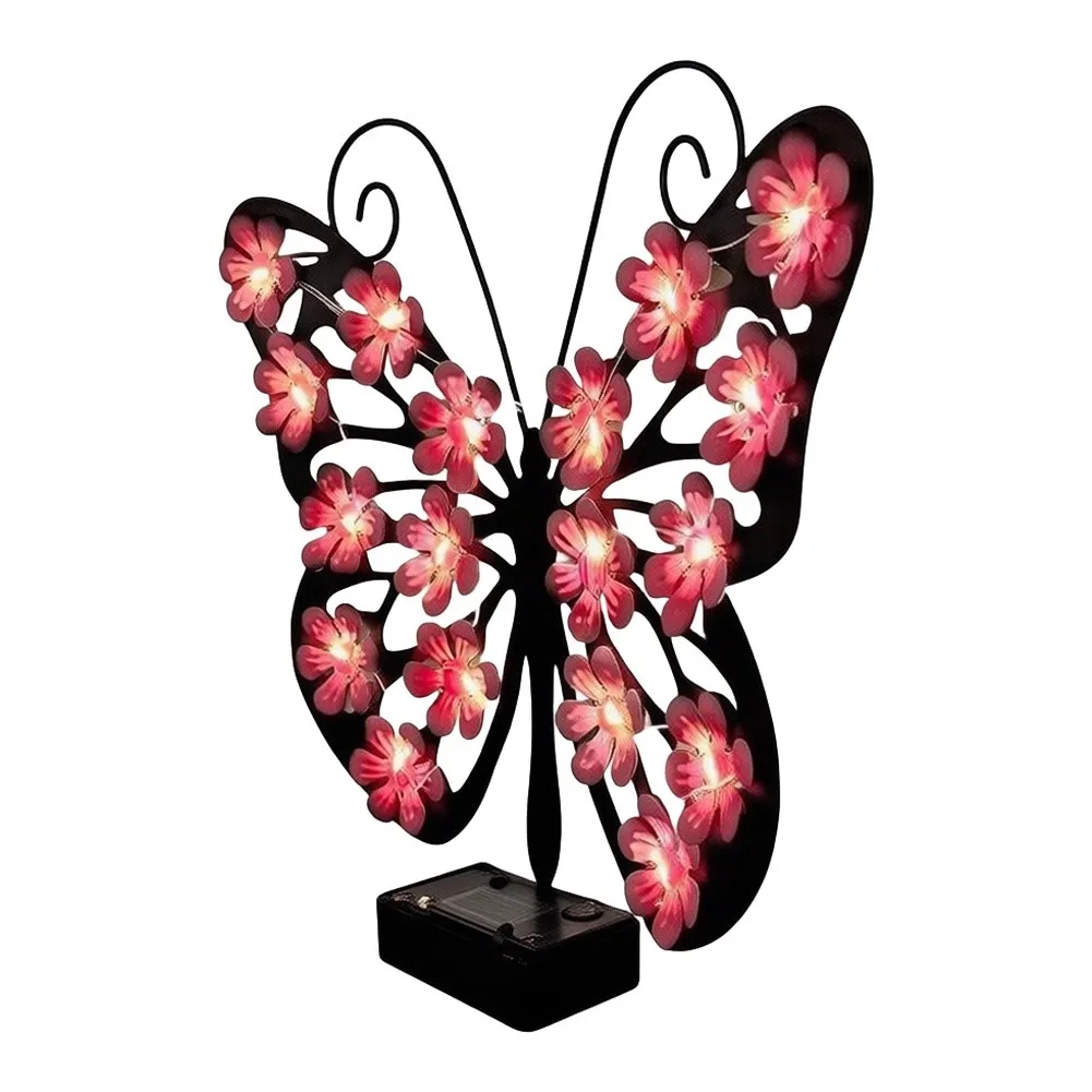 Patio Decoration Lamp Solar Lamp Metal Garden Ornament Winged Wall Decor Warm Visual Effect Metal And Solar Components