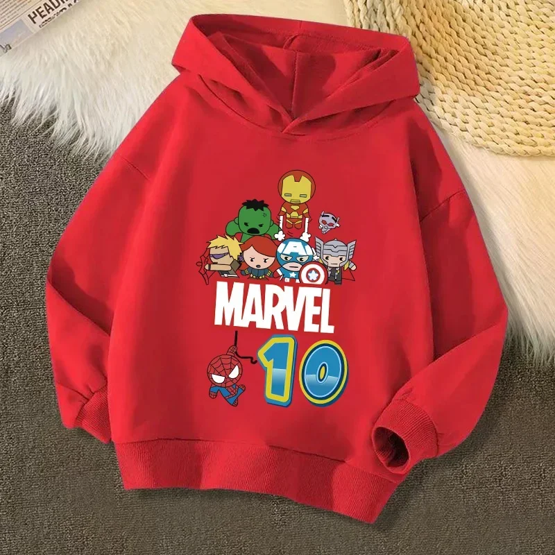 

Marvel Kid Hoodie Birthday Number 1 2 3 4 5 6 7 8 9 10 Sweater Children Cartoons Kawaii Casual Top Super Hero Boy Girl Clothes