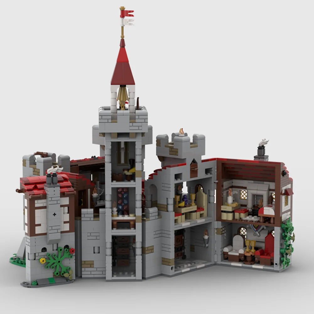 2580 Uds. Escena arquitectónica MOC Castillo del León del río de la Edad Media modelo montaje bloque de construcción Tov regalo para niños MOC-176629