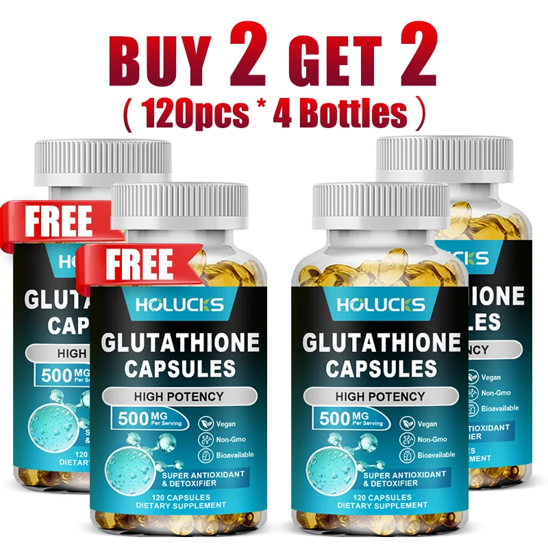 Holucks Premium Glutathione Supplement, Support Pure Reduced Setria Daily Use for Immune Function, 120 Vegan Capsules
