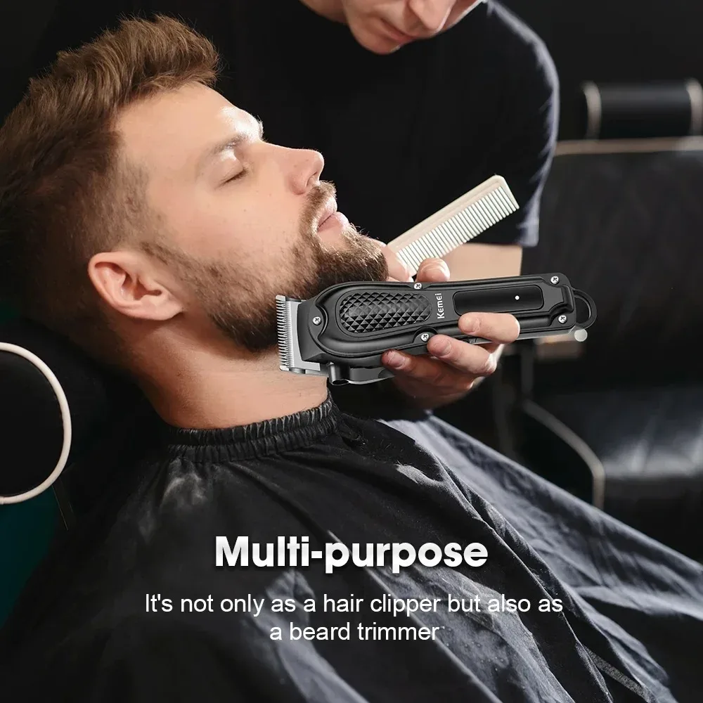 Kemei مقص الشعر الكهربائية UBS قابلة للشحن اللاسلكي أداة تهذيب اللحية الرجال مقص الشعر الكهربائية القوية التشذيب أداة KM-1071