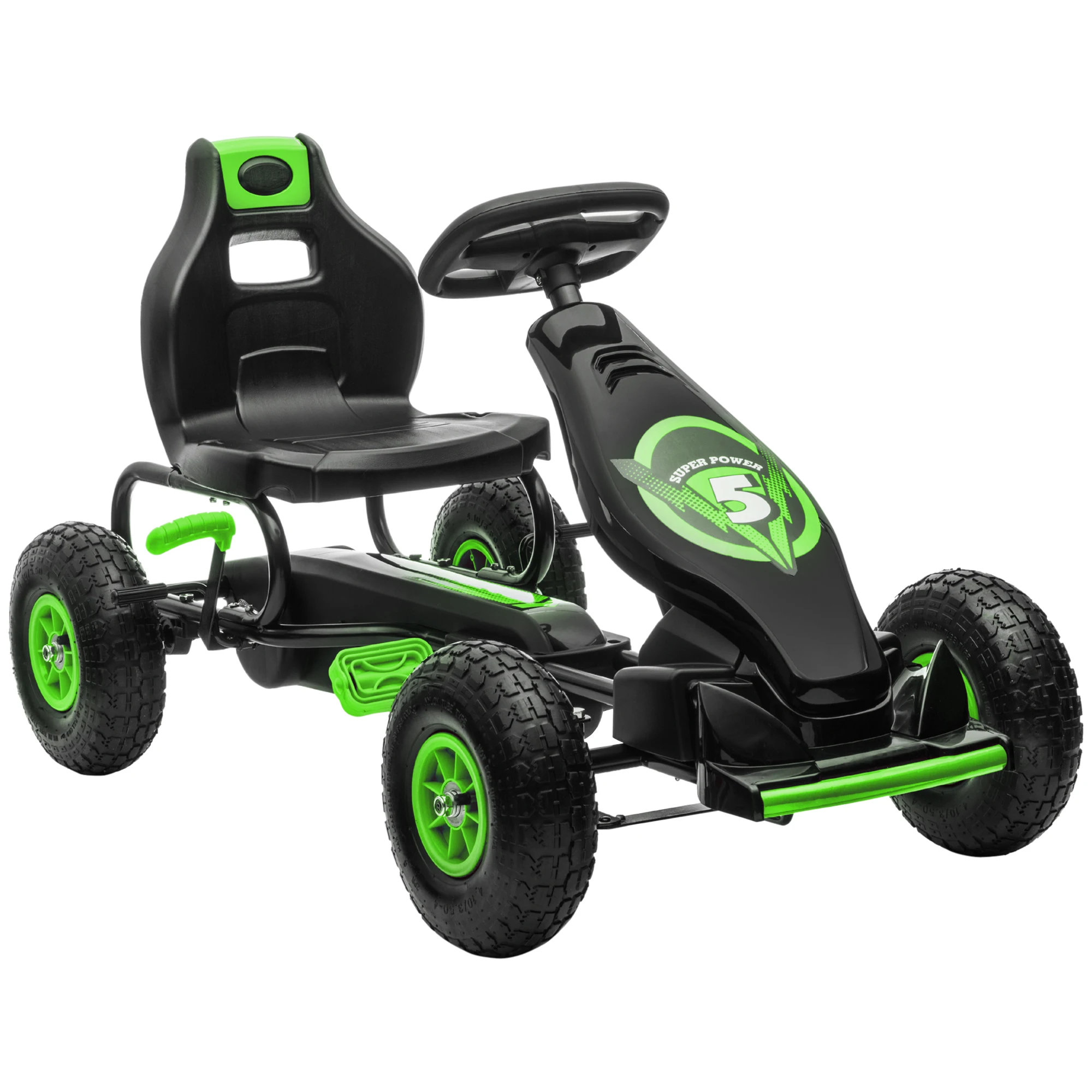 HOMCOM Kart pedals for children 5-12 years old with green adjustable seat