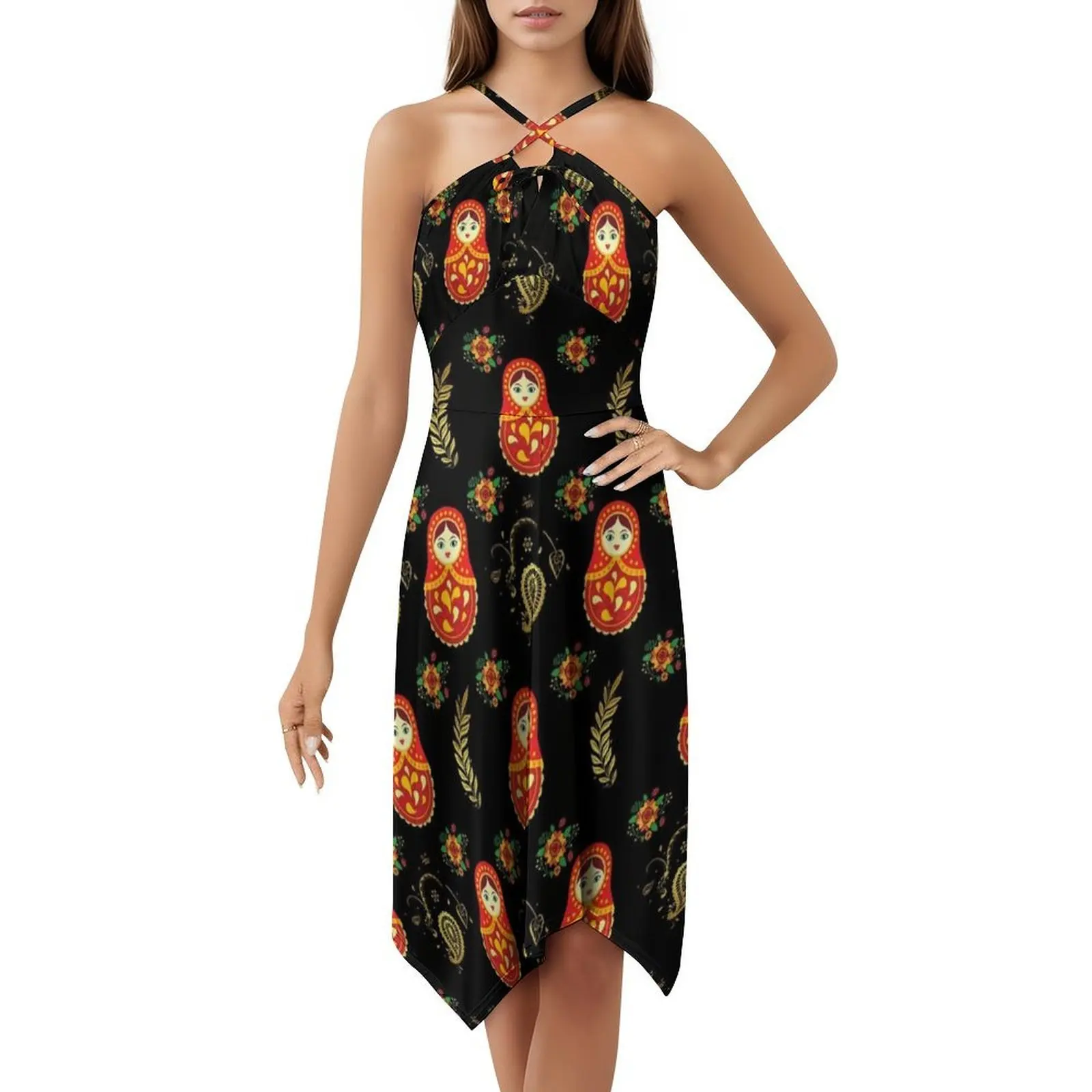 ماتريوشكا دمية روسية نمط الكورية نمط فستان كاجوال للنساء بسيط يوميا مكتب سيدة فساتين ماتريوشكا دمية روسية #5
